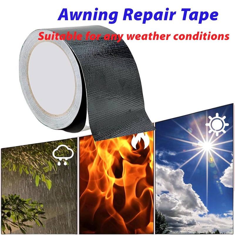 MCOTOP WaterproofRepair Tape for Fabric, 3.1IN x24.6FT, Heavy Duty Outdoor Repair Tape, for RV Roof, Tarp, Tent, Sail and Boat Cover Outdoor Repair Patch, Multipurpose Awning Repair Tape (Black) - Image 3